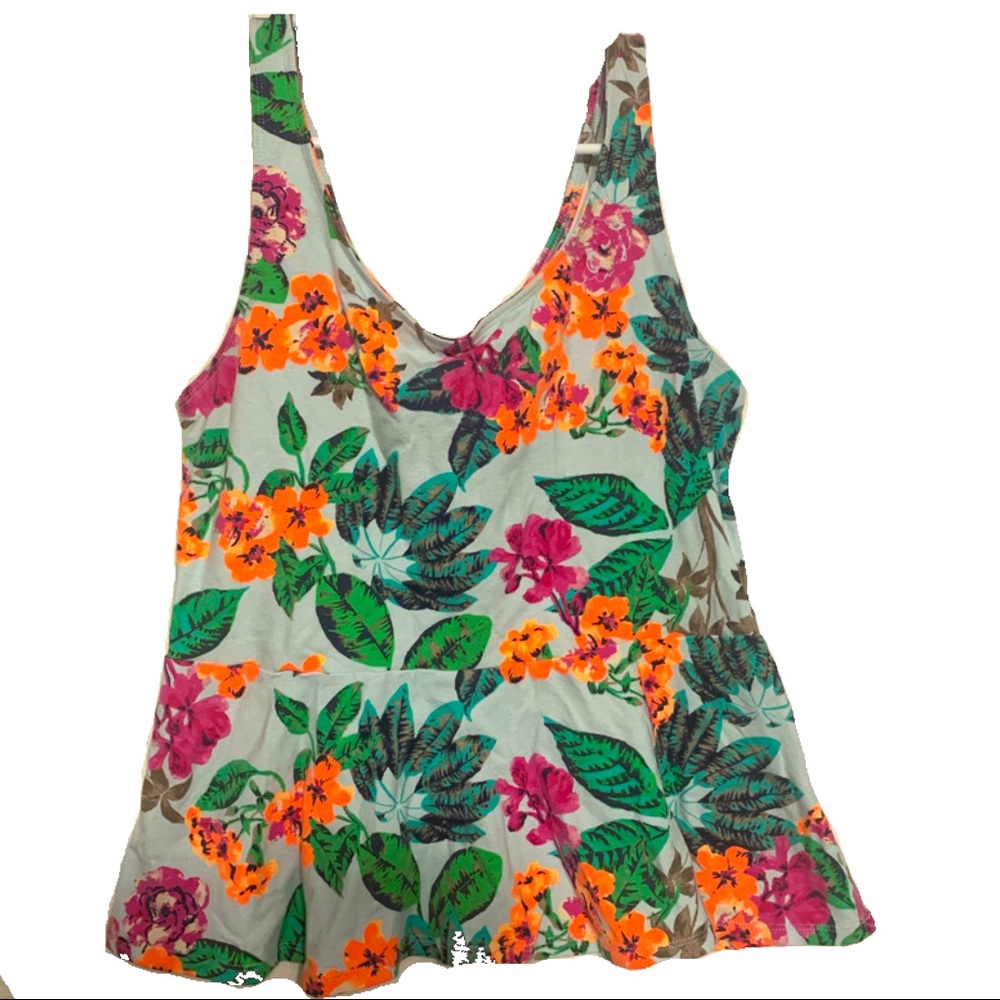 Express Floral Peplum Cotton Tank